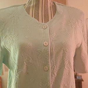 Alfred Dunner Mint Green Textured Tunic With Padded Shoulders. Size Small